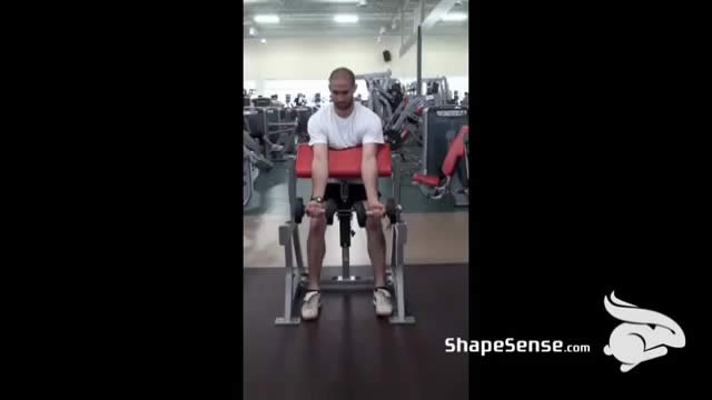 An image of a man performing the dumbbell preacher curl exercise.