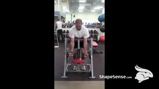 An image of a man performing the spider curl exercise.