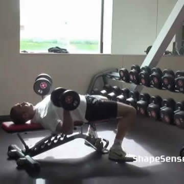 An image of a man performing the dumbbell bench press exercise.