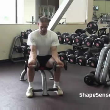 An image of a man performing the dumbbell wrist curl exercise.