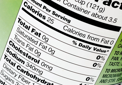 a food nutrition label showing the amount of calories in a food product
