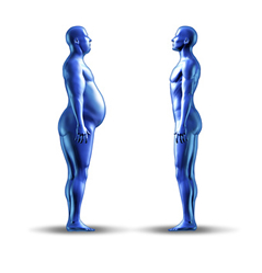 image of two men facing each other, one is fit and the other is not fit